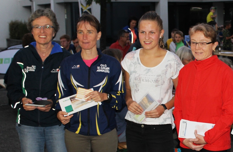 Susanne Wenk (links) vor den 3 punktgleichen OLGlerinnenl